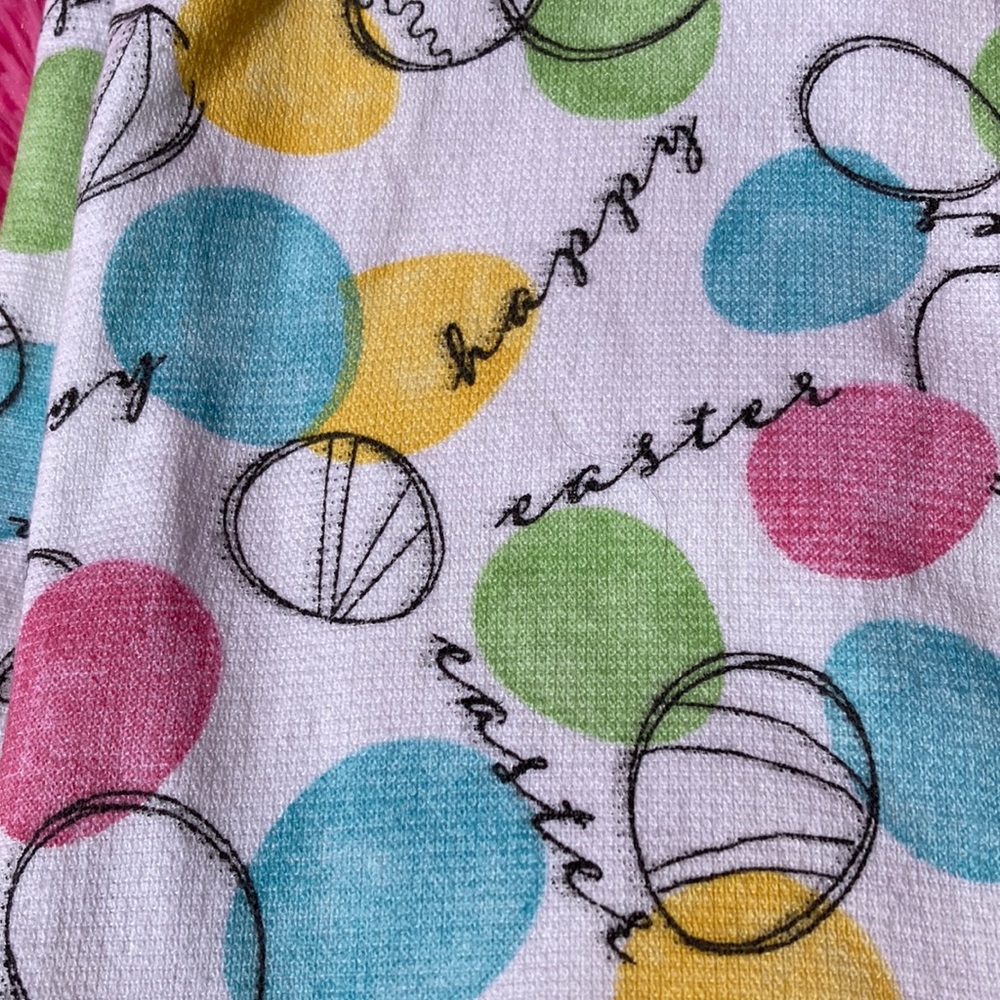 Well Dressed Home Easter eggs on white all cotton dish towels set of two NWT